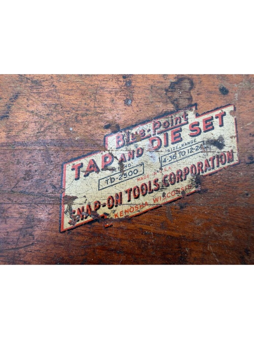 Snap-On Tools Tap Die Set TD-2500 Vintage In Original Wooden Case INCOMPLETE